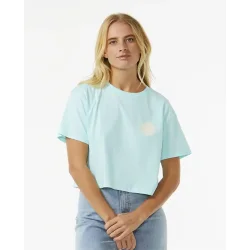 RipCurl Wettie Icon Crop Short Sleeve Tee - Sky Blue
