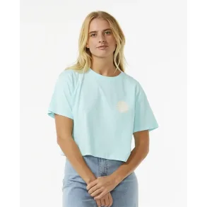 RipCurl Wettie Icon Crop Short Sleeve Tee - Sky Blue