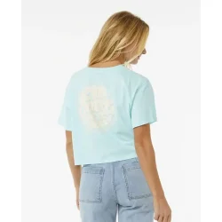 RipCurl Wettie Icon Crop Short Sleeve Tee - Sky Blue