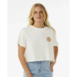 RipCurl Wettie Icon Crop Short Sleeve Tee - Bone