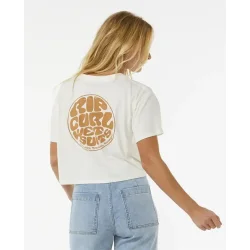 RipCurl Wettie Icon Crop Short Sleeve Tee - Bone