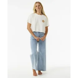 RipCurl Wettie Icon Crop Short Sleeve Tee - Bone